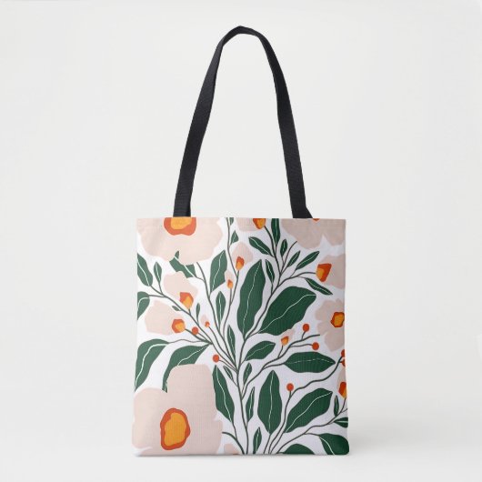 Minimal Floral Botanical Pattern Tote Bag (Voorkant)