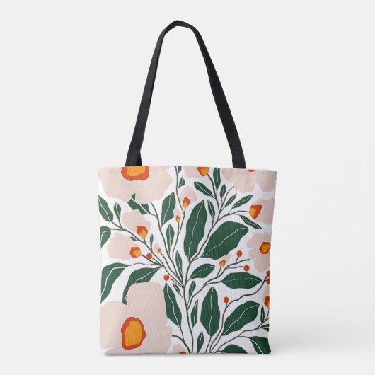 Minimal Floral Botanical Pattern Tote Bag (Achterkant)