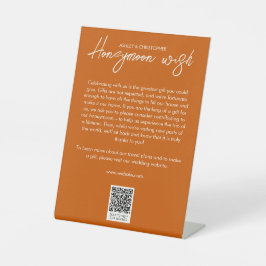 Minimal Floral Botanical Sinaasappel Honeymoon Fun Reclamebord Met Voetstuk