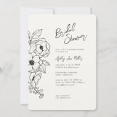 Minimal Floral Botanical Zwart Vrijgezellenfeest Kaart (Voorkant)