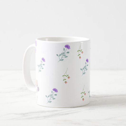 Minimal Floral Coffee White Mug  Koffiemok (Voorkant links)