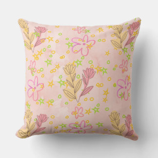 Minimal floral doodle pattern -pastel colour art  kussen