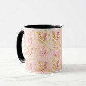 Minimal floral doodle pattern -pastel colour art mok (Voorkant links)