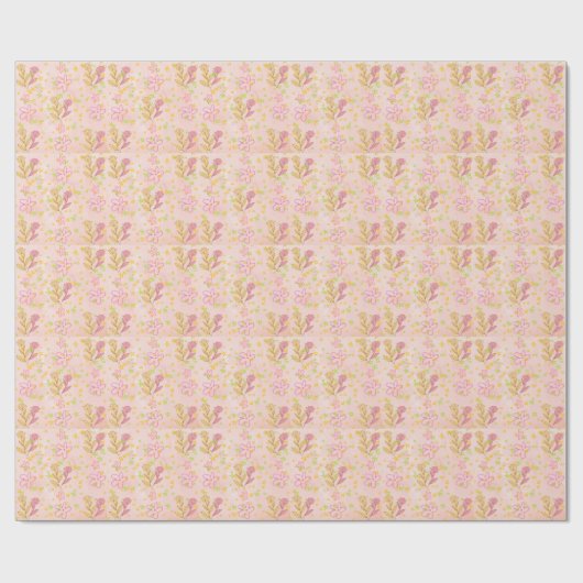Minimal Floral Doodle Pattern –Pastel Pink pattern Cadeaupapier (Vlak)