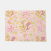 Minimal Floral Doodle Pattern –Pastel Pink pattern Deurmat (Voorkant)