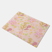 Minimal Floral Doodle Pattern –Pastel Pink pattern Deurmat (Schuin)
