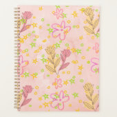 Minimal Floral Doodle Pattern –Pastel Pink pattern Planner (Voorkant)
