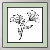 Minimal Floral Duo Zwart Lijnen Bord Groene Rand Poster (Voorkant)