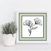 Minimal Floral Duo Zwart Lijnen Bord Groene Rand Poster
