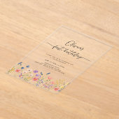 Minimal Floral First Birthday Acrylic Invitation Acryl Uitnodigingen (Laagn)