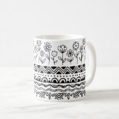 Minimal Floral Folk Pattern Mug – Boho Line Art  Koffiemok (Voorkant rechts)