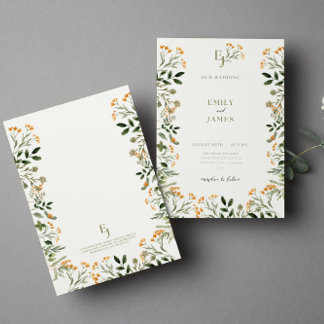 Minimal Floral Lijst Wedding Invitation Kaart