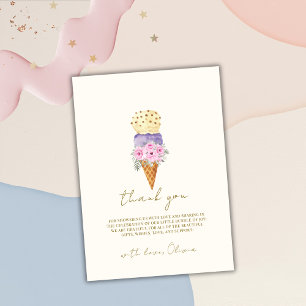 Minimal Floral Scoop Ice Cream Baby shower Bedankkaart