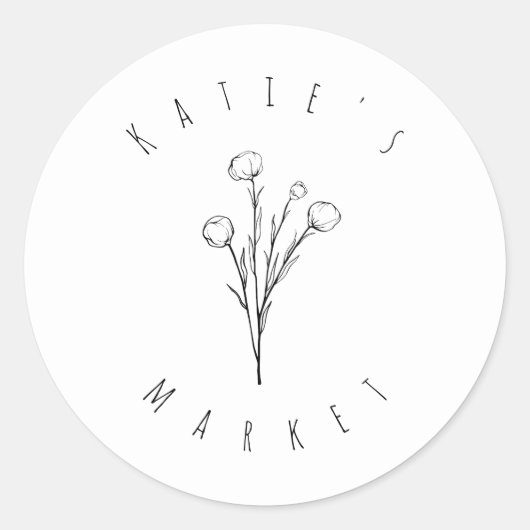Minimal Floral Sketch Sticker (Voorkant)