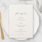 Minimal Floral Wedding Menu with Botanical Back Kaart