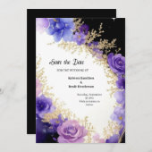 Minimal Floral Wedding Save the Date Kaart (Voorkant / Achterkant)