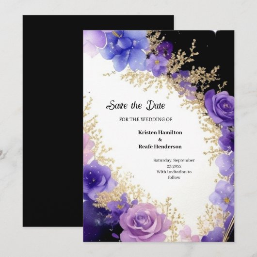 Minimal Floral Wedding Save the Date Kaart (Voorkant / Achterkant)