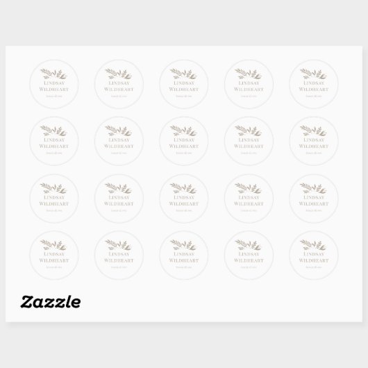 Minimal Floral White Botanical  Ronde Sticker (Vel)