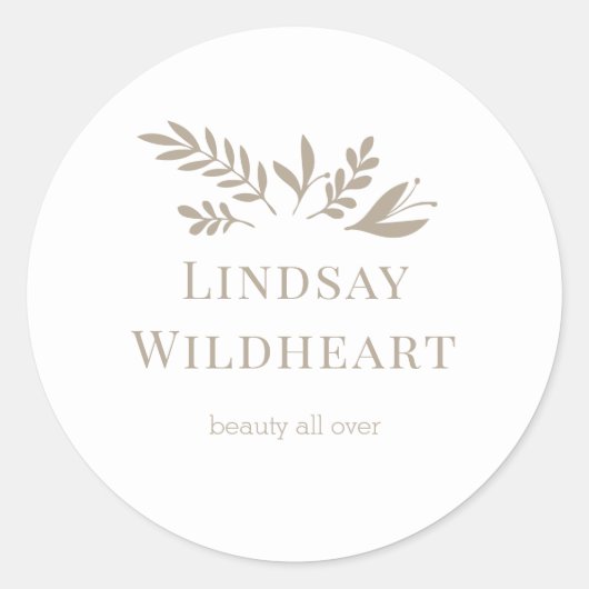 Minimal Floral White Botanical  Ronde Sticker (Voorkant)