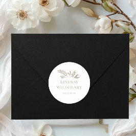 Minimal Floral White Botanical Ronde Sticker