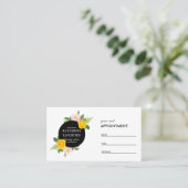 Minimal Floral Wreath Zwart Wit Salon Afsprakenkaartje (Staand voorkant)