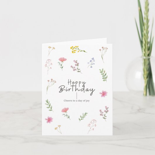 Minimal Flower Birthday Kaart (Voorkant)