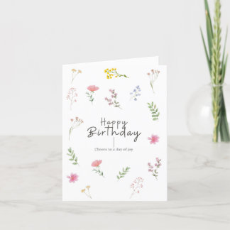 Minimal Flower Birthday Kaart