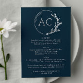 Minimal Foliage Lijst Navy Blue bruiloft receptie Menu
