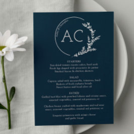 Minimal Foliage Lijst Navy Blue bruiloft receptie Menu