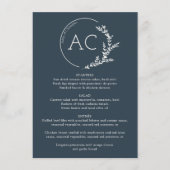 Minimal Foliage Lijst Navy Blue bruiloft receptie Menu (Voorkant)