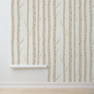 Minimal Forest Elm Tree - Peel & Stick Wallpaper Behang