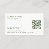 Minimal Forest Green Tones Linen Burlap Fabric  Visitekaartje (Achterkant)