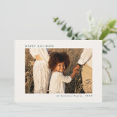 Minimal Front Kleurrijke Folk Bloemen Kerstfoto Feestdagenkaart (Staand voorkant)