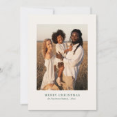 Minimal Front Modern Folk Bloemen Kerstfoto Feestdagenkaart (Voorkant)