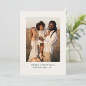 Minimal Front Modern Folk Bloemen Kerstfoto Feestdagenkaart (Staand voorkant)