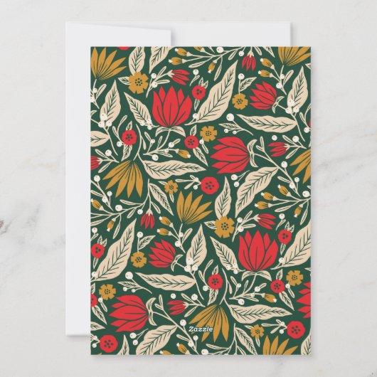 Minimal Front Modern Folk Bloemen Kerstfoto Feestdagenkaart (Achterkant)