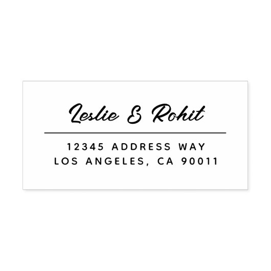 Minimal Fun Paar Naam en adres bruiloft Zelfinktende Stempel (Design)