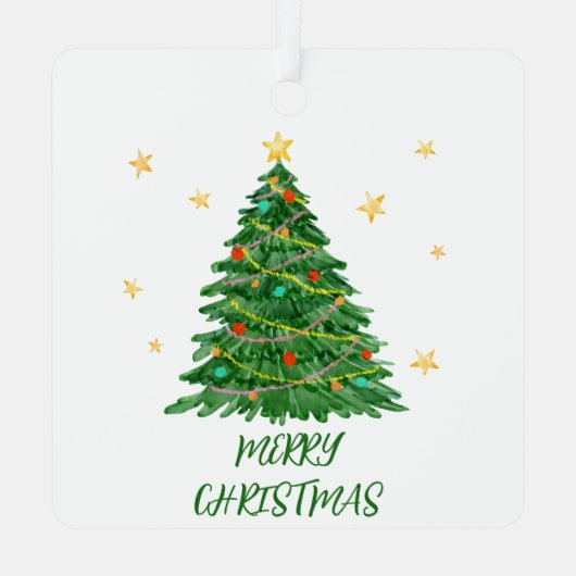 Minimal Fun Waterverf Tree Metal Ornament (Achterkant)