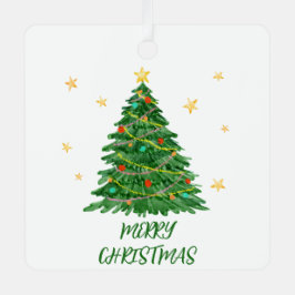 Minimal Fun Waterverf Tree Metal Ornament