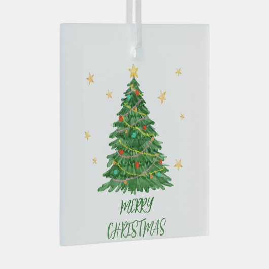 Minimal Fun Waterverf Tree Ornament (Voorkant Rechts)