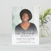 Minimal Funeral Memorial Photo In Loving Memory Kaart (Staand voorkant)