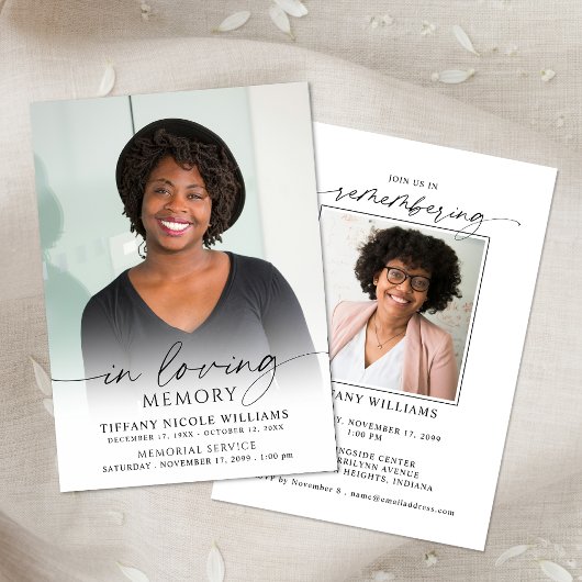 Minimal Funeral Memorial Photo In Loving Memory Kaart