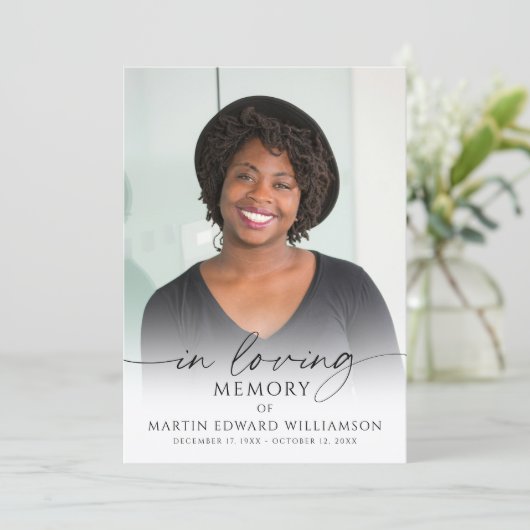 Minimal Funeral Memorial Photo In Loving Memory Programmakaart (Staand voorkant)