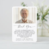 Minimal Funeral Memorial Photo Script Thank You Bedankkaart (Staand voorkant)