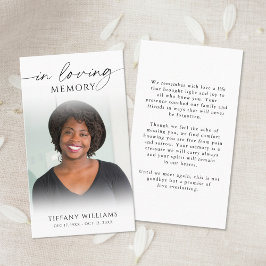 Minimal Funeral Photo In Loving Memory Prayer Card Visitekaartje