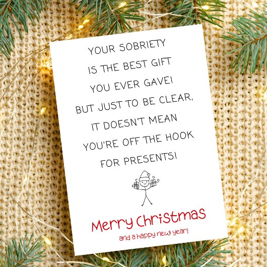 Minimal Funny Sobriety Kerst Kaart