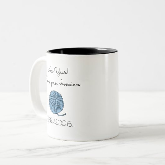 Minimal & Funny Yarn Ball Knitting Mug Tweekleurige Koffiemok (Voorkant links)