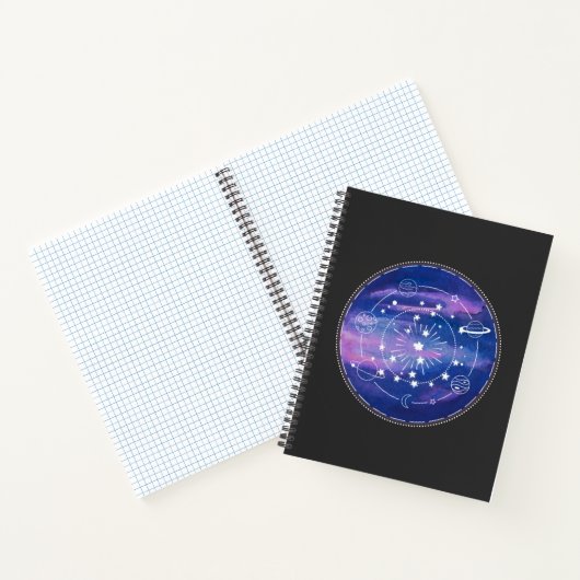 Minimal Galaxy Moon Design | Cosmic Aesthetic Art Notitieboek (Binnen)