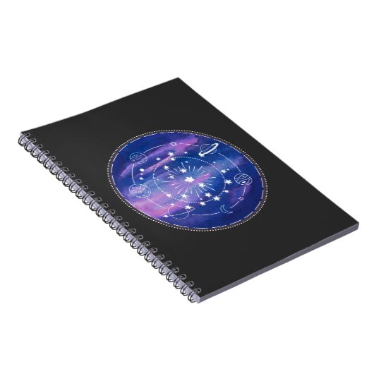 Minimal Galaxy Moon Design | Cosmic Aesthetic Art Notitieboek (Rechterzijde)