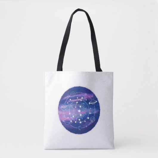 Minimal Galaxy Moon Design | Cosmic Aesthetic Art Tote Bag (Voorkant)